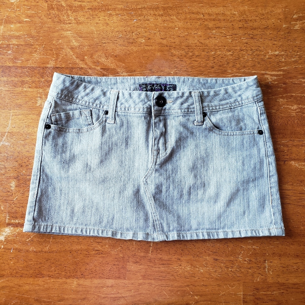 Grey Denim Miniskirt